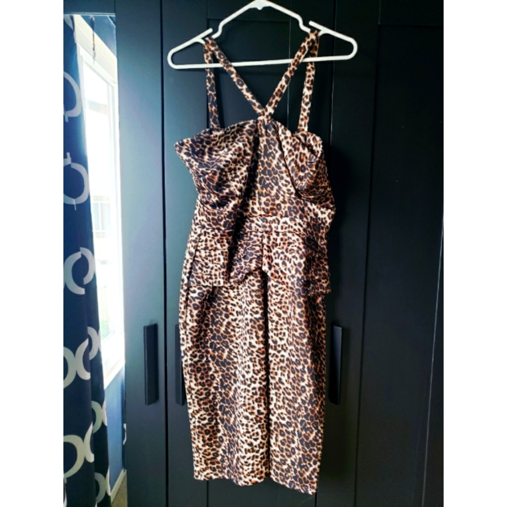 Pinup leopard print halter dress